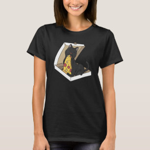 Pizza Schwarze Katze Haustier T-Shirt