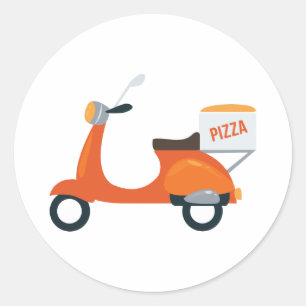 Pizza Scooter Runder Aufkleber
