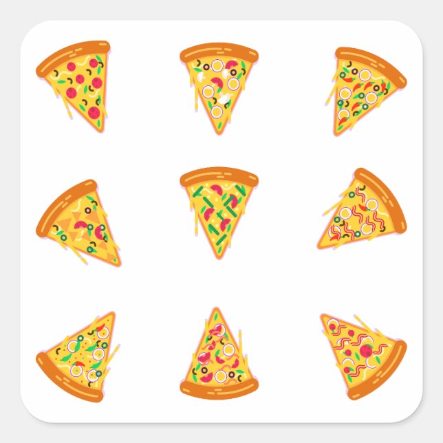 Pizza Set Pack: Köstliche Einkäufe & Bundles Quadratischer Aufkleber (Vorderseite)