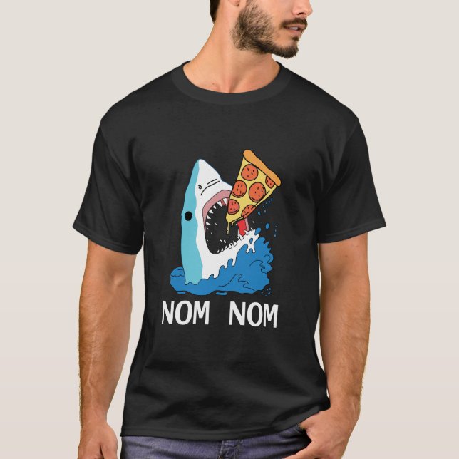 Pizza Shark Pizzaholischer Feinschmecker T-Shirt (Vorderseite)