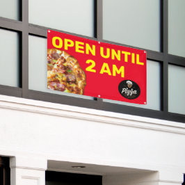 Pizza Shop Logo bis 2 Uhr morgens geöffnet Banner
