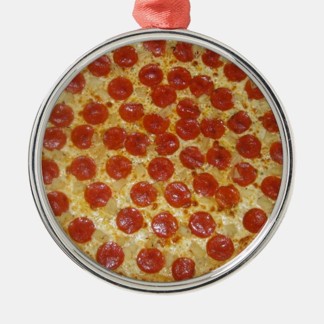 Pizza Silbernes Ornament (Vorne)