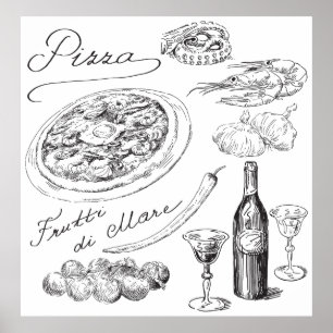 Pizza Sketch Poster