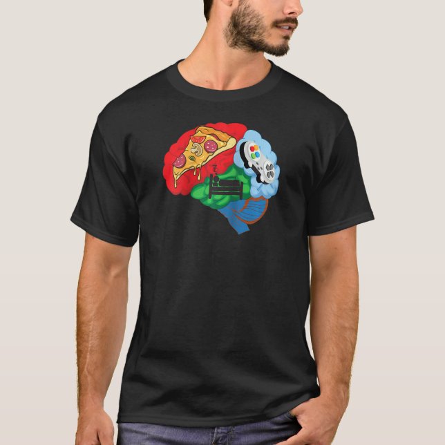 Pizza Sleep and Gamer Brain T Shirt Video Game Lov (Vorderseite)