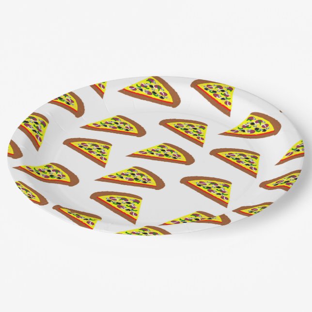Pizza Slice Design Pappteller (Schrägansicht)