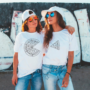 Pizza Slice Funny Matching Couple White T - Shirt