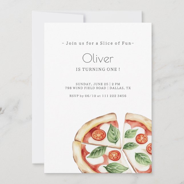 Pizza Slice of Fun Birthday Invitation Einladung (Vorderseite)