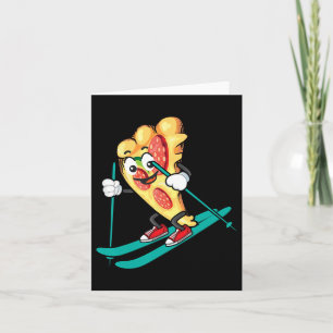 Pizza Slice On Skis Cool Weizen Teig Pie Lovers Gi Karte