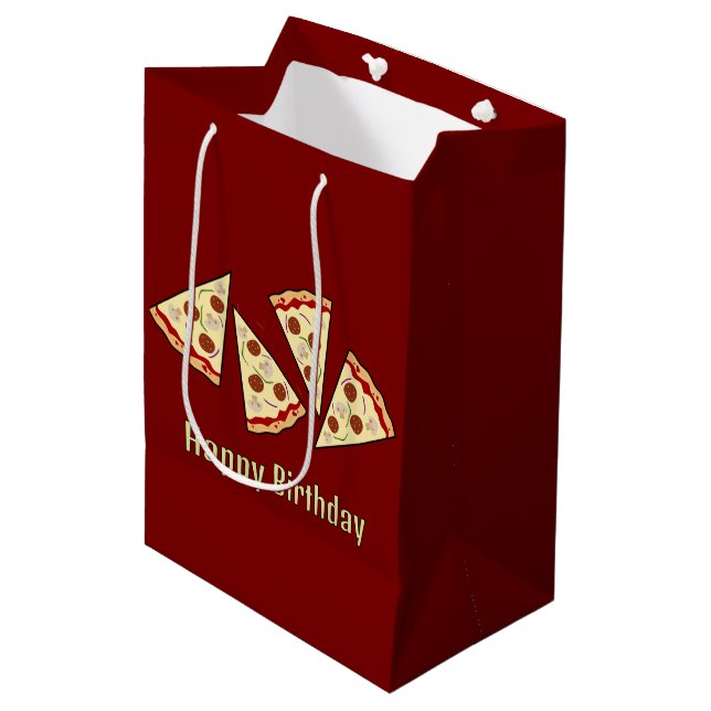 Pizza Slices Design Geschenktasche Mittlere Geschenktüte (Vorderseite Schrägansicht)