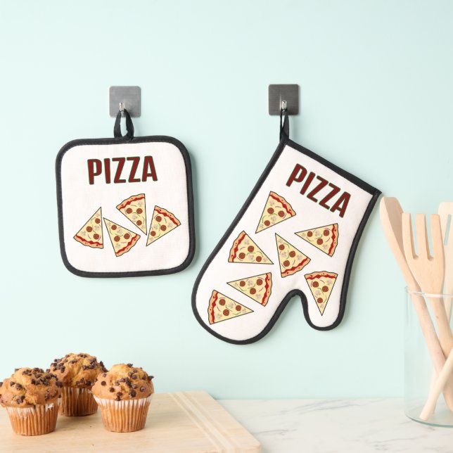 Pizza Slices Design Ofenhandschuh & Topflappen-Set (Insitu (Hängend))