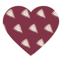 Pizza Slices Heart Stickers (Tomatenrot)