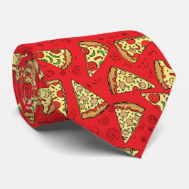 Pizza Slices Red Pattern Novelty Krawatte