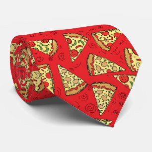 Pizza Slices Red Pattern Novelty Krawatte