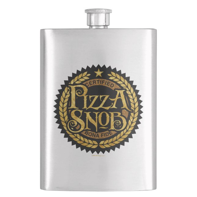 Pizza Snob - lustiger Pizzafreund Flachmann (Vorderseite)