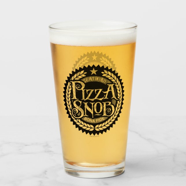 Pizza Snob - lustiger Pizzafreund Glas (Vorne (Gefüllt))