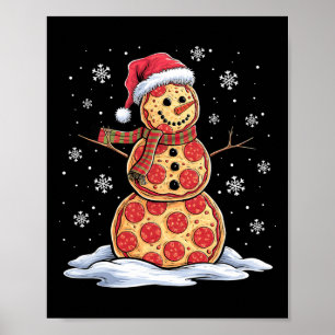 Pizza Snowman - Weihnachtsmannmütze - Pizza-Party  Poster