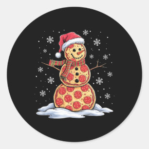 Pizza Snowman - Weihnachtsmannmütze - Pizza-Party Runder Aufkleber