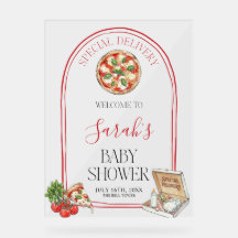 Pizza-Sonderlieferung Baby Shower Willkommen
