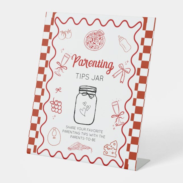 Pizza Special Deliv Kindertipps Jar Baby Dusche Sockelschild (Vorderseite)