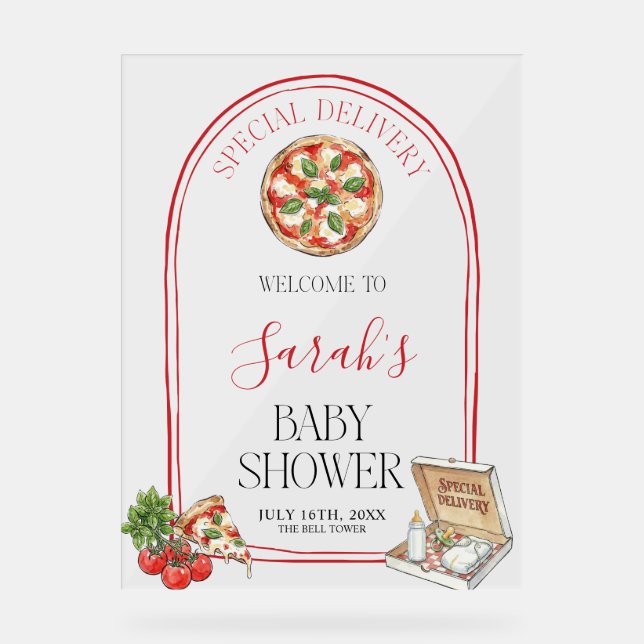 Pizza Special Delivery Baby Shower Welcome  (Recto)