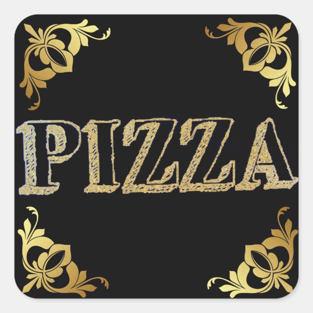 Pizza Square Sticker (Vorderseite)