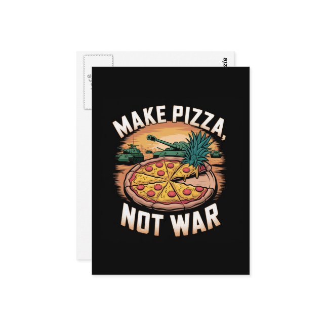 Pizza statt Krieg Postkarte (Vorderseite/Rückseite Beispiel)