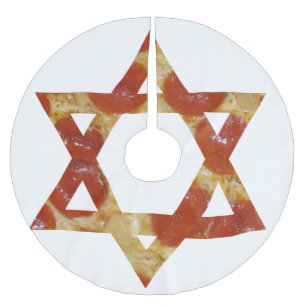 Pizza-Stern-von-David-Baumsk skirt Polyester Weihnachtsbaumdecke