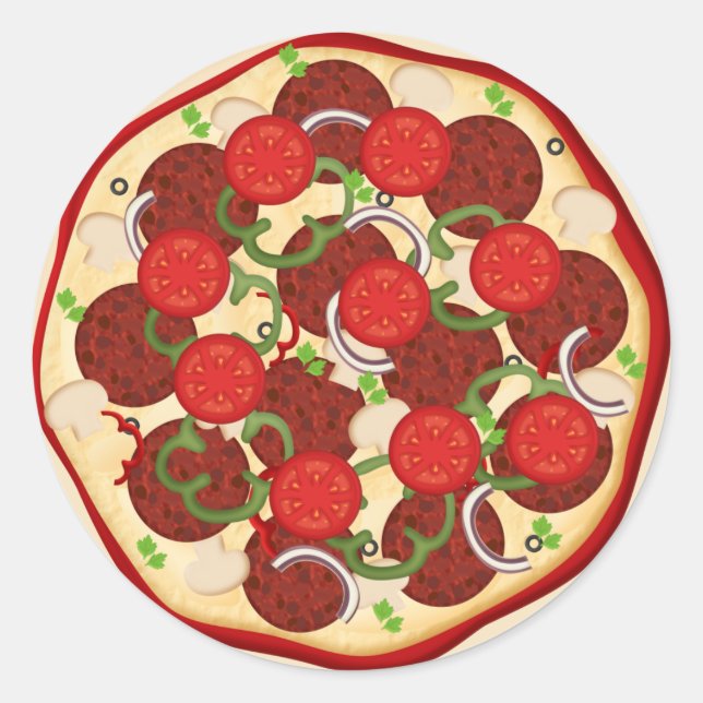 Pizza Supreme Runder Aufkleber (Vorderseite)