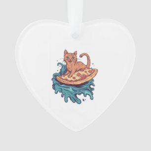 Pizza Surf Cat � Extreme Foodie Katzenabenteuer Ornament