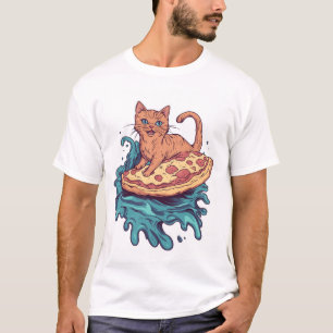 Pizza Surf Cat � Extreme Foodie Katzenabenteuer T-Shirt