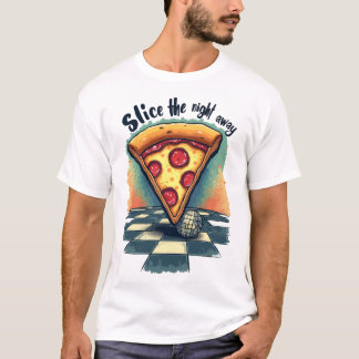 Pizza-T - Shirt in der Nacht schneiden