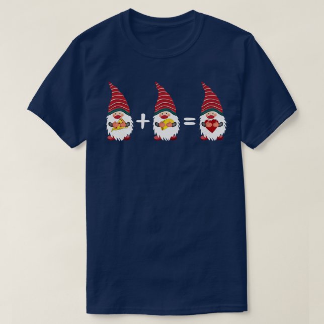 Pizza Taco Gnome Herz Funny Christmas Feinschmecke T-Shirt (Design vorne)