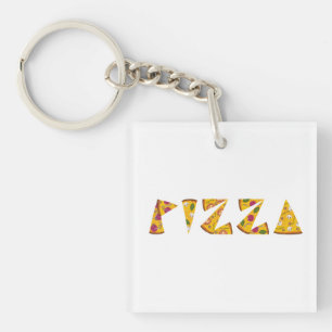 Pizza Text aus Scheiben Schlüsselanhänger