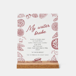 Pizza-Theme-Baby Dusche, Wasser-Brettspiel-Zeichen Acrylschild