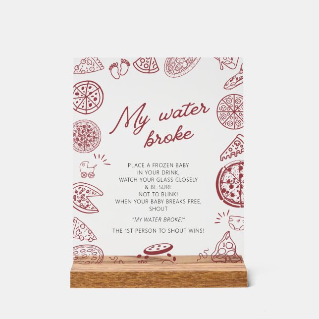Pizza thème baby shower mon eau cassé signe de jeu (Recto)