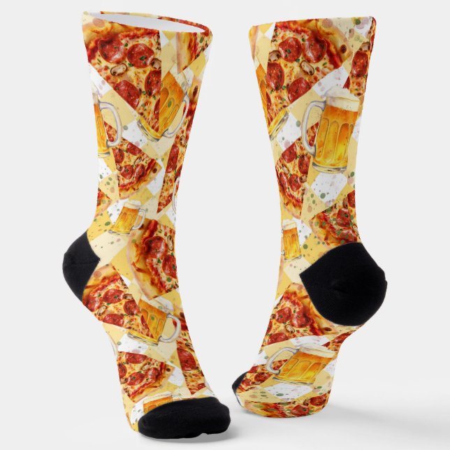 Pizza time Beer time Socken (Gewinkelt)