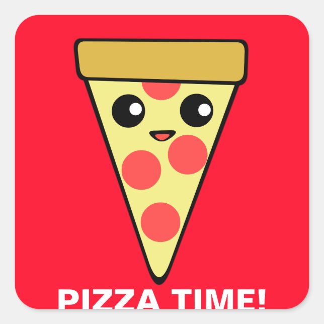 Pizza Time Quadratischer Aufkleber (Vorderseite)