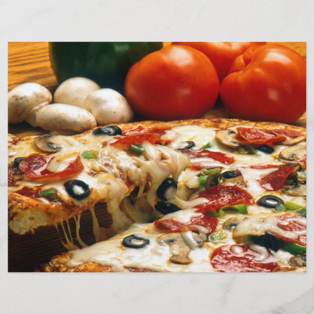 Pizza Tomaten Pilze Oliven Käse Flyer (Vorne)