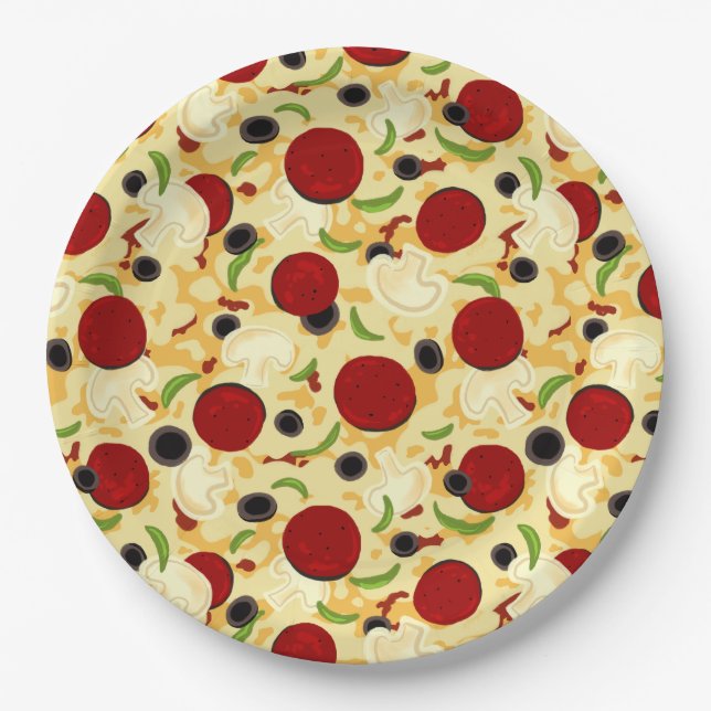 Pizza Toppings Pattern Pappteller (Vorderseite)