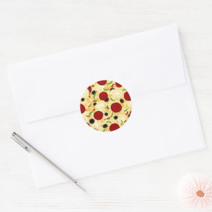 Pizza Toppings Pattern Runder Aufkleber