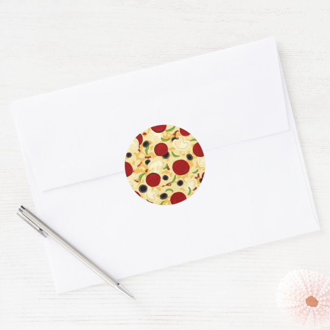 Pizza Toppings Pattern Runder Aufkleber (Umschlag)