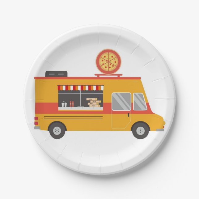 Pizza Truck Papierplatte Pappteller (Vorderseite)