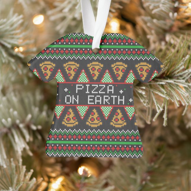 Pizza Ugly Christmas Sweater Ornament (Baum)