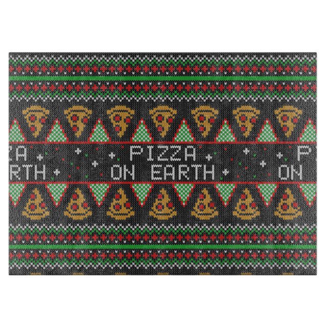 Pizza Ugly Christmas Sweater Schneidebrett (Vorderseite)