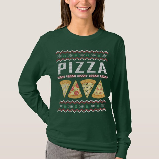 Pizza Ugly Christmas Sweater T-Shirt (Vorderseite)