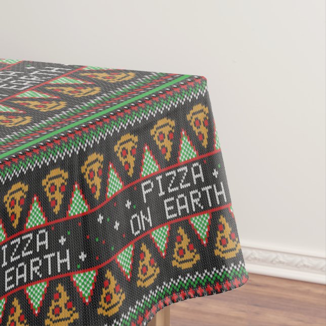 Pizza Ugly Christmas Sweater Tischdecke (Beispiel)