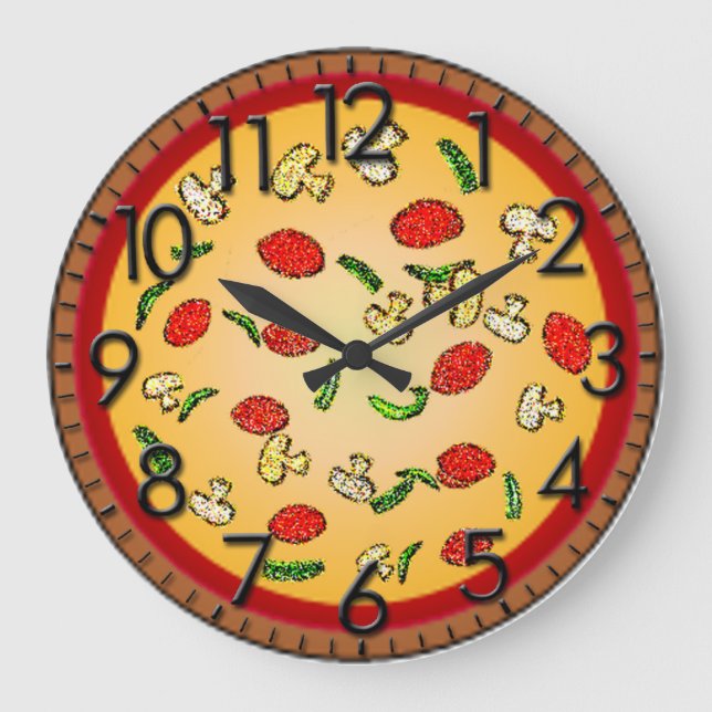 Pizza-Uhr Große Wanduhr (Vorderseite)