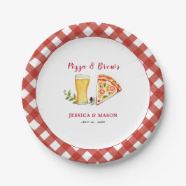 Pizza und Bier Lässige Paare Dusche Pappteller