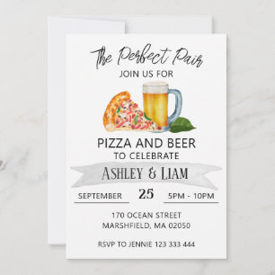 Pizza- und Bier-Paar Brautparty für Frauen und Män Einladung