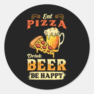 Pizza und Bier Runder Aufkleber